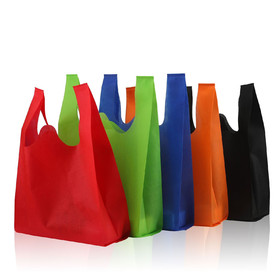 TOPTIE 50 Pack Non-Woven Fabric Reusable Grocery Tote Eco-friendly Shopping Bag, Publicity Gift, 11.8" x 19.7" x 5.5"