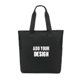 TOPTIE Custom Print Zipper Tote Shoulder Bag Multi-Pockets Handbag Large Capacity, Black, 12.2" x 13.4" x 5.9"