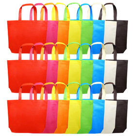 TOPTIE 24 PCS Grocery Tote Bags Non Woven Shopping bags- Reusable, Great for Grocery, Shopping, Travel, Carry on Bag