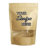 Custom Natural Kraft Stand-up Zip Pouch with Window, ( 1 OZ to 4LB ), 5.5 mil - One Color Printing