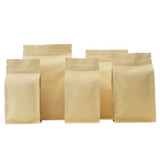Aspire 50 PCS Natural Kraft Quad Seal Bags, Kraft Side Gusseted Bag, FDA Compliant