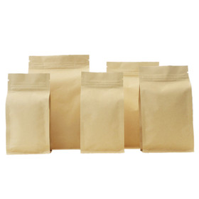 Muka 50 PCS Natural Kraft Quad Seal Bags, Kraft Side Gusseted Bag, FDA Compliant