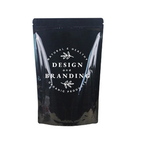 Custom Foil Lined Stand Up Pouch With Zipper, PET Black Sealing Candy, Coffee Food Bags, 4.7 Mil, One Color Silk Screen