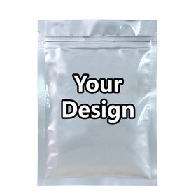 Custom Foil Flat Pouch with Zipper Closure, (0.125 OZ to 3.5 LB), FDA Compliant, One Color Silk Screen