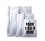 Custom Silver Metallized Flat Pouch, FDA Compliant, 0.125 OZ to 20 OZ - One Color Printing