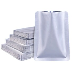 Muka 100 PCS Silver Metallized Flat Pouch, FDA Compliant, 0.125 OZ to 20 OZ