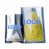Custom Clear / Silver Flat Pouch Bags, FDA Compliant, (0.125 OZ to 22 OZ)