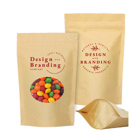 Custom Kraft Stand-Up Pouch with Clear Oval Window and Ziplock, Personalized Food Pouch Bag, FDA Compliant, Full Color Printing