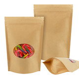 Muka 50 PCS Kraft Paper Bags with Clear Oval Window, Resealable Paper Zip lock Bags for packaging