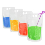 Muka 50 PCS Reclosable Zipper Clear Drink Pouches Bags, Disposable Smoothie Juice Pouches, FDA Compliant