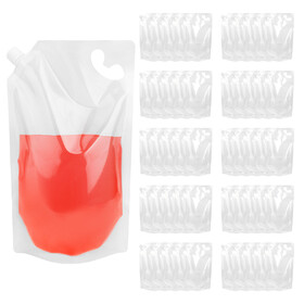 Muka 50 PCS Large Size Clear Stand Up Pouch Bags w/ Handle for Shampoo, Liquid Soap Packaging, 15mm Spout, FDA Compliant, BPA Free