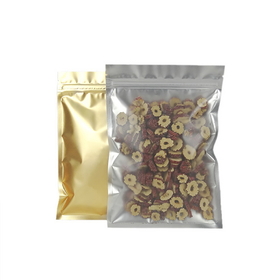 100 PCS Gold / Frosted Flat Pouch w/ Zip Closure (2 OZ to 27 OZ), 3 mil