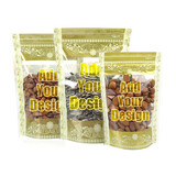 Muka Custom Clear Stand Up Zip Pouch w/ Gold Flower Pattern, Personalized Food Pouch Bag, 3 Mil, One Color Silk Screen Printing