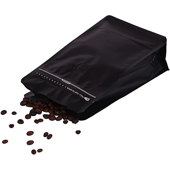 Muka 50 PCS Flat Bottom Coffee Bags with Valve, Coffee Beans Storage Bags, High Barrier Aluminumed Foil Double Ziplock Pull Tab Zipper, FDA Compliant