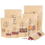 Custom Kraft Pouch w/Zip, Personalized Food Pouch Bag, Frosted Window Stand Up One Color Silk Screen