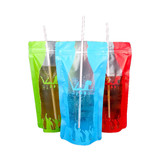 (Price/100 PCS) 16 OZ Clear Ziplock Stand up Drink Bag, Cola Bottle Shaped Juice Pouches, 3 Mil