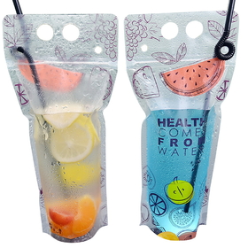 50 PCS Muka Juice Pouches with Ziplock and Handle, 8 OZ, 16 OZ