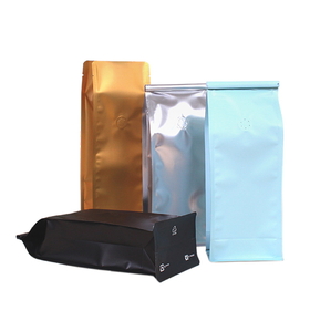 50 PCS 8 OZ Flat Bottom Gusset Food Bags, Coffee Bags With Degassing Valve And Tin Ties, 3.5"W x 10"H x 2"D, FDA Compliant