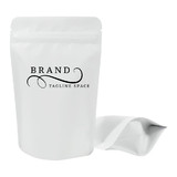 Custom White Kraft Stand-up Pouch w/Zip, Foil Lined Pouches, Personalized Food Pouch Bag, One Color Silk Screen