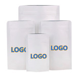 Custom White Kraft Stand-up Pouch w/Zip, Foil Lined Pouches, Personalized Food Pouch Bag - One Color Printing