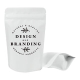 Custom White Kraft Pouch w/Zip, Foil Lined Pouches, Personalized Food Pouch Bag, One Color Silk Screen Printing
