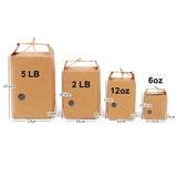 (Price/ 10 PCS) Loose Leaf Box Pouches with Kraft Ties and Clear Window, (6 OZ to 5 LB), 7.5 mil
