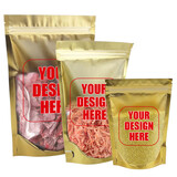 Muka Custom Gold Stand Up Pouch, Personalized Food Pouch Bag, One Color Silk Screen Printing