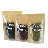 Custom Kraft Back Ziplock Stand Up Pouch - FDA Compliant, 1 OZ to 4 LB - One Color Printing
