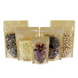 Muka 100 PCS Kraft Back Ziplock Stand Up Pouch - FDA Compliant, 2 OZ to 4 LB