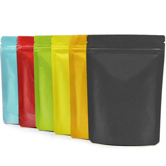 Muka 100 PCS Matte Mylar Bags Resealable Bags Stand Up Pouch Bags, Smell Proof Bags, 5 mil, FDA Compliant