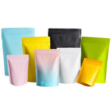 Muka 100 PCS Matte Mylar Bags Resealable Bags Stand Up Pouch Bags, Smell Proof Bags, 5 mil, FDA Compliant