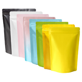 Muka 100 PCS Matte Mylar Bags Resealable Bags Stand Up Pouch Bags, Smell Proof Bags, 5 mil, FDA Compliant