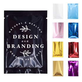 Custom Foil Pouch for Facial Mask, Disposable 3-Sided Sealed Pouch Bags, Personalized Food Pouch Bag, 3 mil, One Color Silk Screen Printing