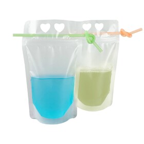 Muka 100 PCS Juice bag Drink Pouch Heart Shape Beverage Milk Coffee Packaging Plastic Frosted Food Storage Bag