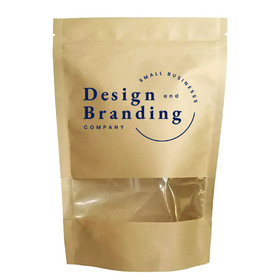 Custom Kraft Stand up Zip Pouch with Window, Personalized Food Pouch Bag, Full Color Printing