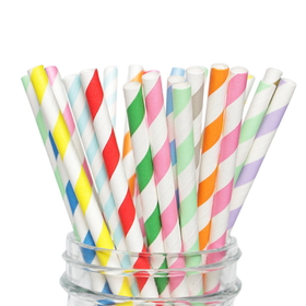 Muka 25 PCS Assorted Paper Straws for Drink, Juice, Eco-Friendly Straws Wholesale, 7.7"L, Party Supplies