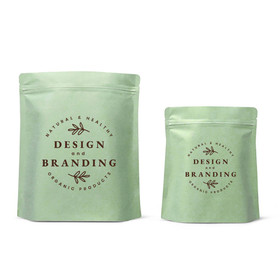 Muka Custom Eco-Friendly Compostable Rice Paper Foil Stand Up Pouch with Ziplock, BPA Free, FDA Compliant, Personalized Food Pouch Bag, One Color Silk Screen Printing