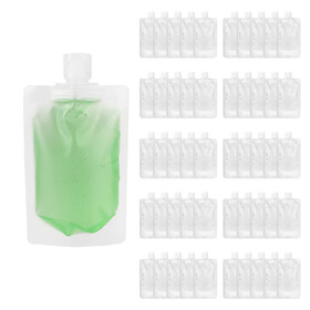 Muka 50 PCS Flip-Top Cap Pouches, Stand Up Pouch for Toiletry, Lotion Shampoo Shower Gel Squeezable Bags, Leakproof Cosmetic Containers