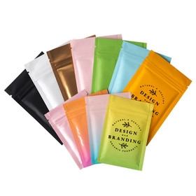 Muka Custom Food Zip Pouch Bag, Flat Mylar Pouch Bags W/ Notch, Candy, Jerky, Vitamin Storage Pouch, One Color Silk Screen Printing Printing