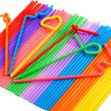 50 PCS Wholesale Assorted Flexible Drinking Straws, Disposable Drinking Straws, Smoothie Straws