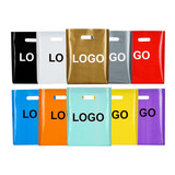 Personalized Plastic Shopping Bags for Retail, Promotional Customized Merchandise Bags, Die Cut Handle Bags, 2.5 Mil, One Color Silk Screen
