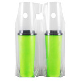 100 PCS 2-Cup Take Out Bags Clear Handle Drink Carrier Plastic Drinking Bags Portable Transparent Beverage Containers Hanging Hole Liquid Pouches, 1.0 Mil