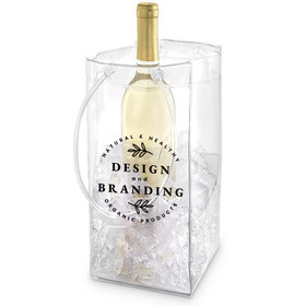 Custom Collapsible Wine Cooler Ice Bag, Wine/ Champagne Ice Bag with Handle, Portable and Durable, One Color Silk Screen Printing