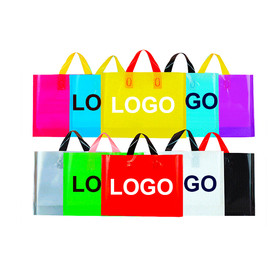 Muka Personalized Shopping Bag Plastic Gift Bag, Custom Soft Loop Handle Bags, One Color Silk Screen Printing