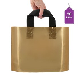 Muka 50 PCS Plastic Shopping Bag Soft Loop Handle Gift Bag, Gift Package Bags for Small Business