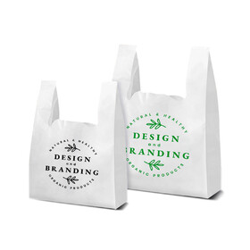 Muka Custom Plastic Shopping Bags with Handles, Sturdy T-shirt Bags for Merchandise Retail Grocery Bags