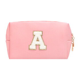 TOPTIE Personalized Makeup Bags Embroidered Patch Letters Cosmetic Bags, A-Z Letters Cosmetic Bags