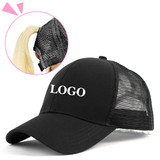 Custom Ponytail Baseball Cap,Personalized Messy Hign Bun Ponytail Hat Mesh Visor Trucker Hat
