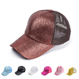 TOPTIE Glitter Ponytail Hat,Messy High Bun Ponytail Glitter Mesh Trucker Baseball Cap