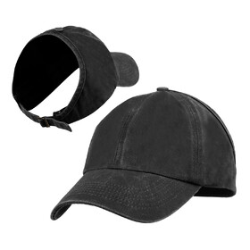 TOPTIE Backless Washed Cotton Ponytail Cap Messy Bun Curly Hair Baseball Caps for Women